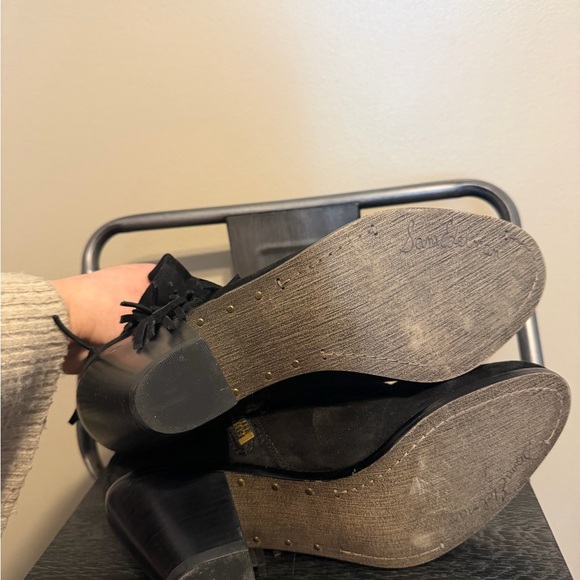 Sam Edelman Black Suede Fringe Ankle Boots Size 10 Boho Western - Picture 9 of 12